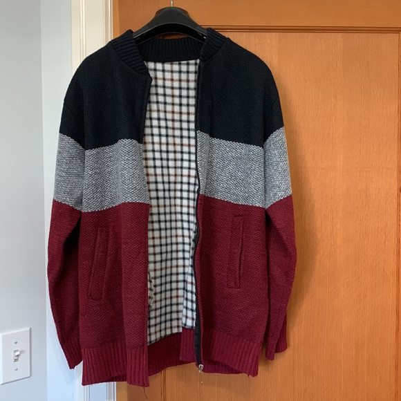 NWOT Men’s zip cardigan with flannel lining - Picture 3 of 4